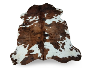 Tricolor Spotted Brindle Black White Cowhide Rug