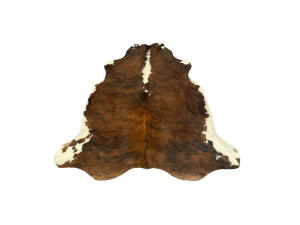 Brown & White Brindle Natural Cowhide Rug (7'3" x 6'5")