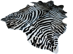 Cowhide Zebra Stencil Print Hide Skin Rug