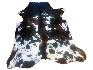 Tricolor Black Spotted Brindle Black White Cowhide Rug