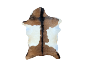 Tricolor Brown Black White Goat Hide Rug